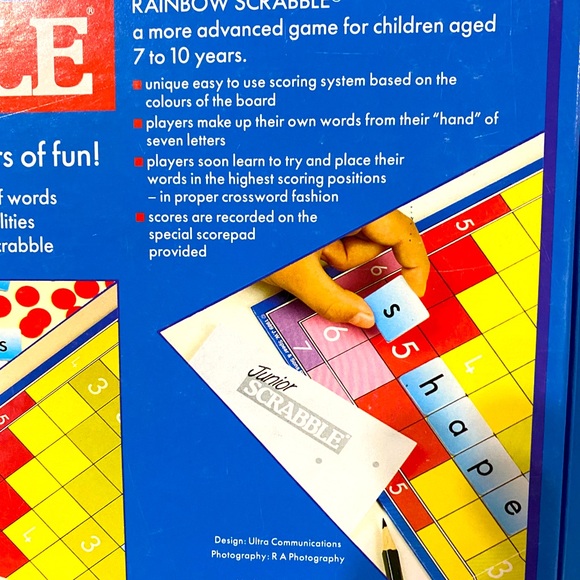 JUNIOR SCRABBLE VTG 1989 2 WORD GAMES RAINBOW & WORDS & PICTURES SCRABBLE GAME - Picture 13 of 14